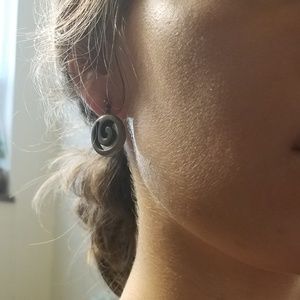 Silver curlyque earrings. Missing backs